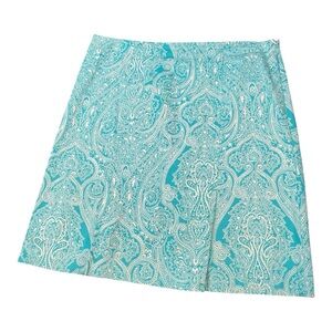 🚨Host Pick🚨 Talbots Aqua & White Paisley Skirt. Size 14p